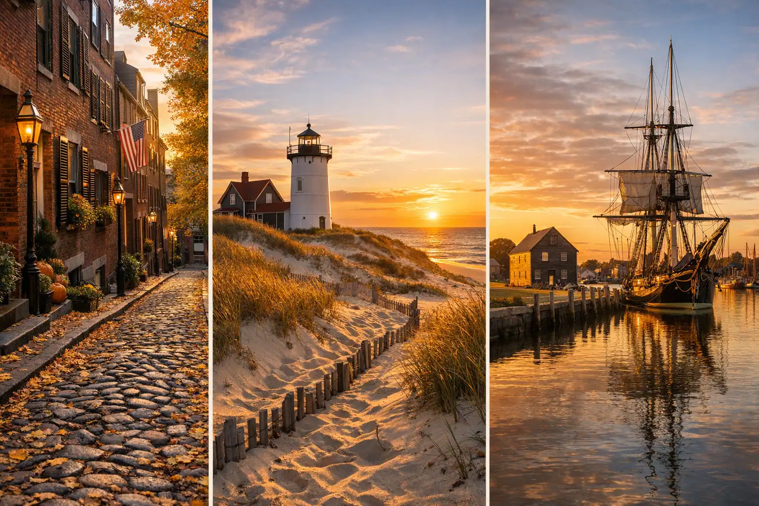 Beacon Hill in Boston tijdens de herfst met rode bakstenen huizen en kasseien - Rondreis Massachusetts