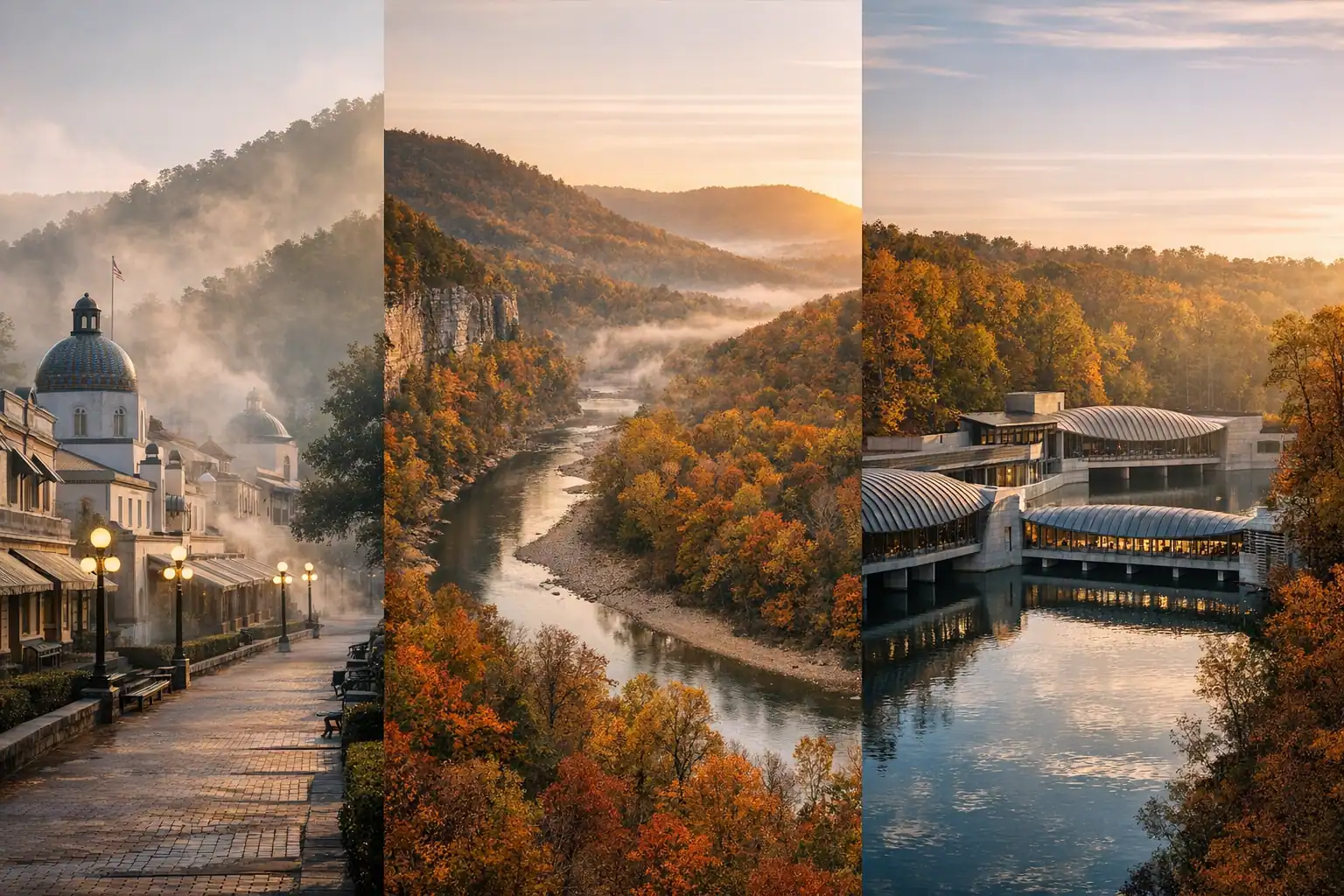 Bathhouse Row in Hot Springs met elegante badhuizen en stoom - Rondreis Arkansas