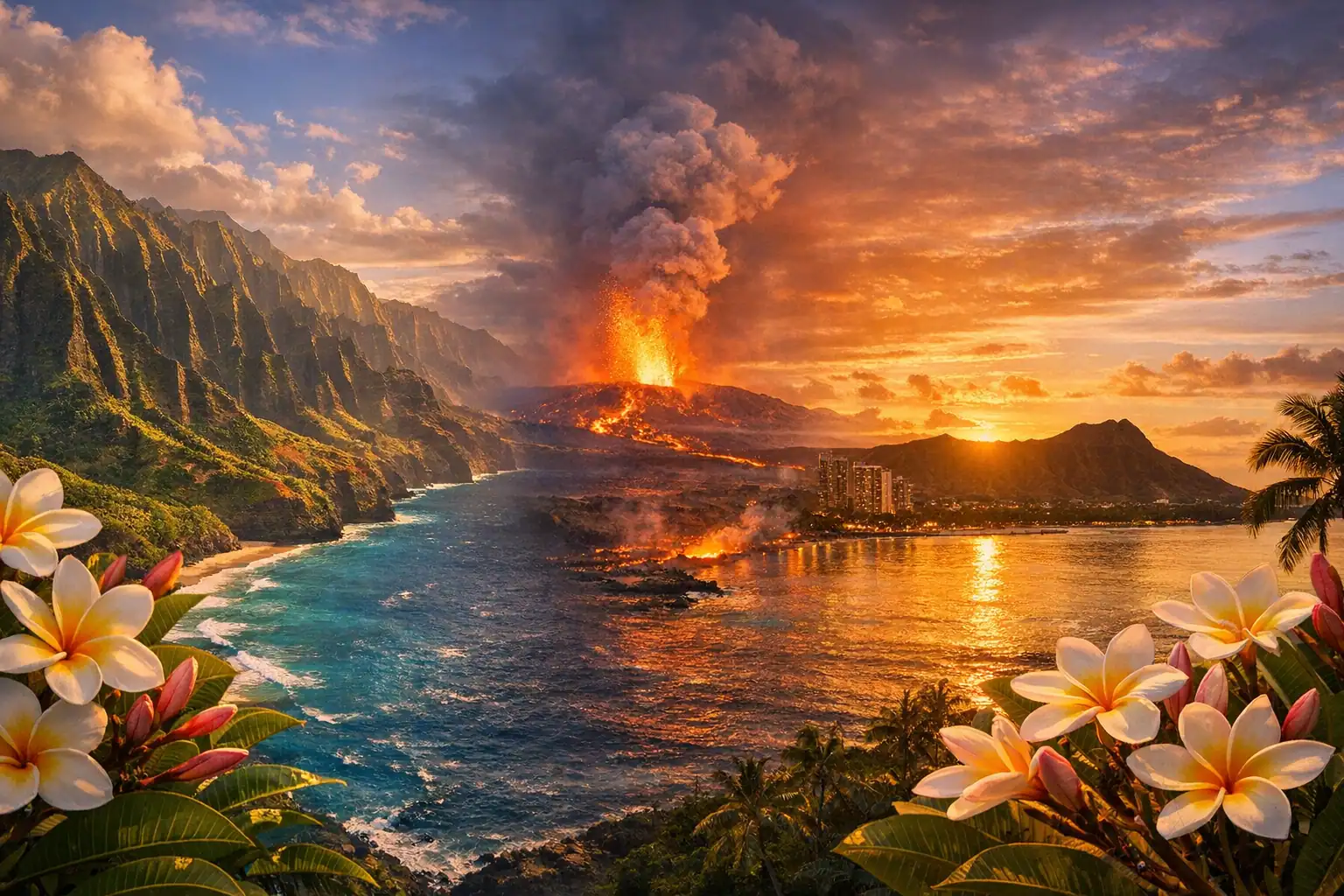 Na Pali Coast op Kauai met groene kliffen en turquoise Stille Oceaan - Rondreis Hawaii